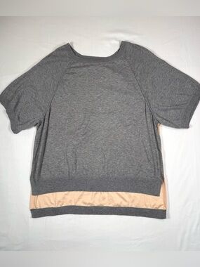 MOTH ANTHROPOLOGIE Womens Colorblock Raglan Short Sleeve Top L  Boho Neutral